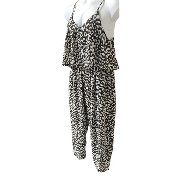 INDIAN TROPICAL FASHION Women's Sleeveless Ruffle Leopard Print Jumpsuit L/XL - Picture 3 of 14